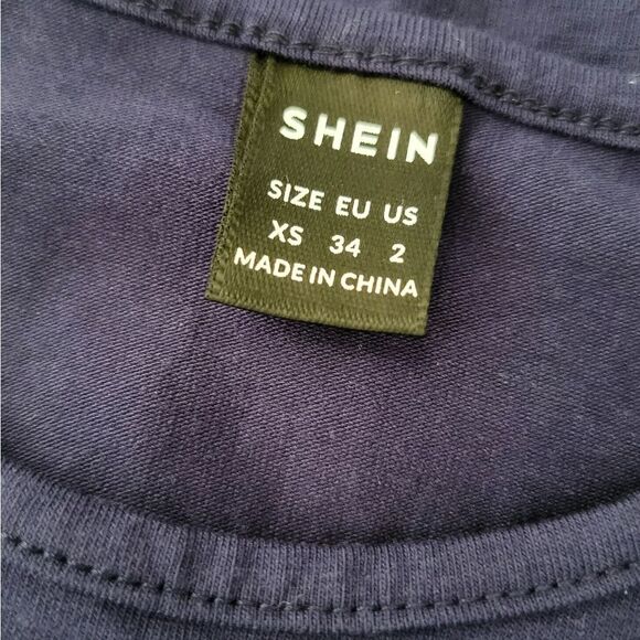 SHEIN Blue Tie Front Crop T-Shirt Size XS - Picture 2 of 2